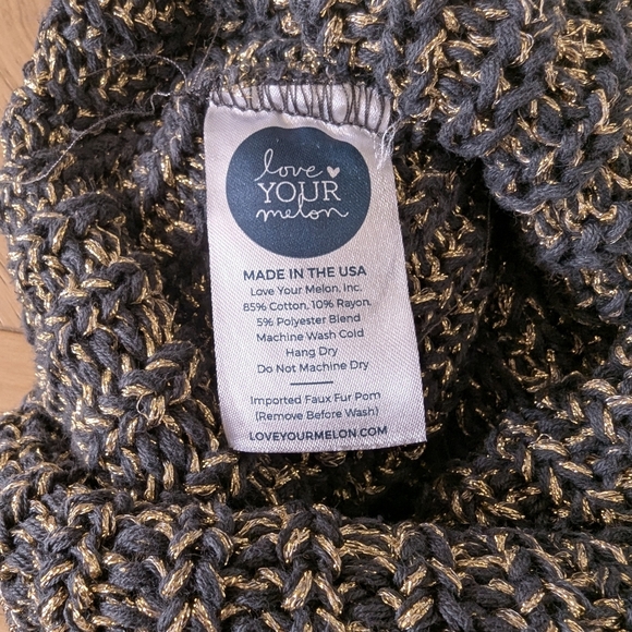 Love Your Melon Cuffed Beanie Gold And Black Speckled Hat - Picture 6 of 6